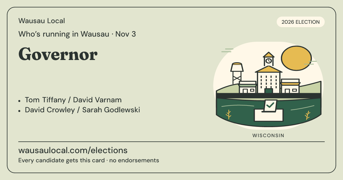Governor, November 3, 2026 — Wausau Local race card