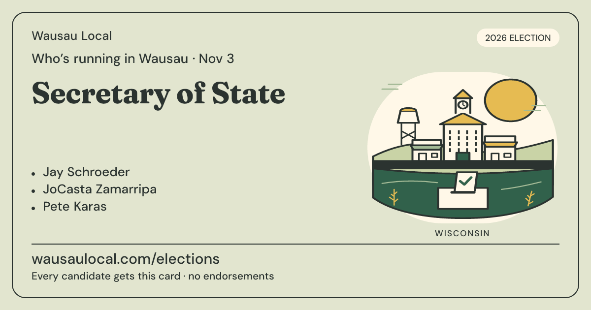 Secretary of State, November 3, 2026 — Wausau Local race card